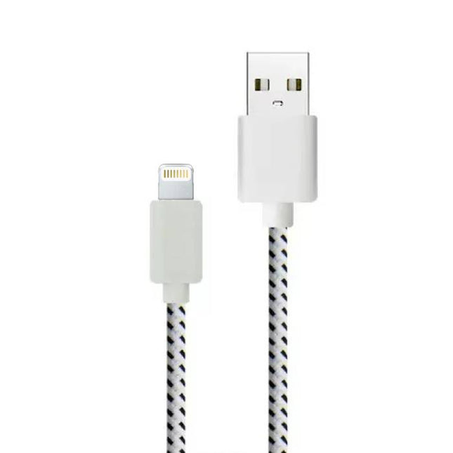 iPhone/iPad/iPod Lightning USB Oplaadkabel Gevlochten Nylon Oplader Data Kabel Data 1 Meter Wit