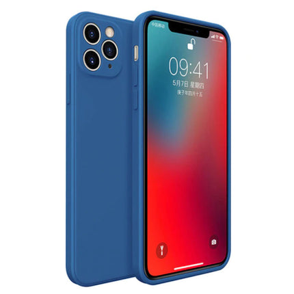 iPhone 12 Pro Square Silicone Hoesje - Zachte Matte Case Liquid Cover Blauw