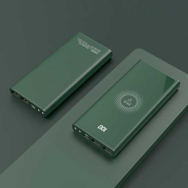 10.000mAh Draadloze Qi Oplader + Powerbank - Quick Charge 4.0 Noodaccu Batterij Wireless Charger Pad Groen