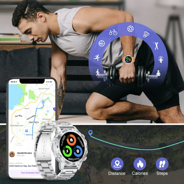 Smartwatch - Gezondheid Monitor Sport Tracker Horloge iOS Android - Silicoon Bandje - Oranje