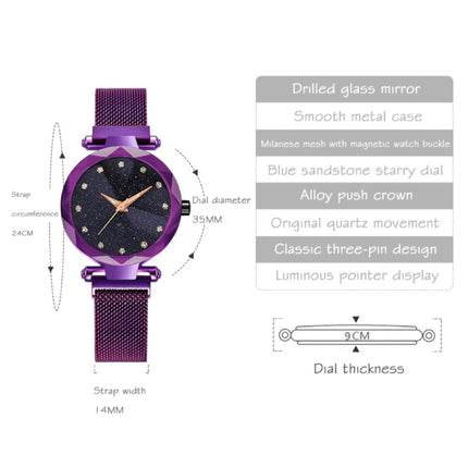 Starry Night Horloge Dames - Luxe Anoloog Kwarts Uurwerk voor Vrouwen Blauw