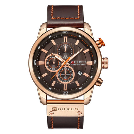 Heren Horloge met Leren Bandje - Anoloog Luxe Kwarts Uurwerk voor Mannen - Roestvrij staal - Bruin