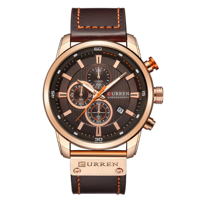 Heren Horloge met Leren Bandje - Anoloog Luxe Kwarts Uurwerk voor Mannen - Roestvrij staal - Bruin