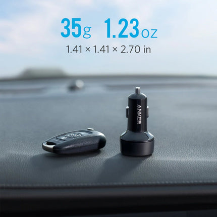 30W USB-C & USB Dual Port Autolader PowerIQ - Zwart