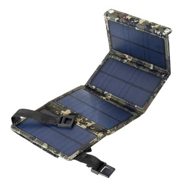 Solar Oplader met 4 Zonnepanelen 20W - Draagbaar Flexibele Zonne-energie Batterij Lader Zon Camo