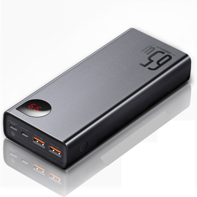 65W Powerbank met PD Poort 20.000mAh met 5 USB Poorten  - LED Display Externe Noodaccu Batterij Oplader Charger Zwart