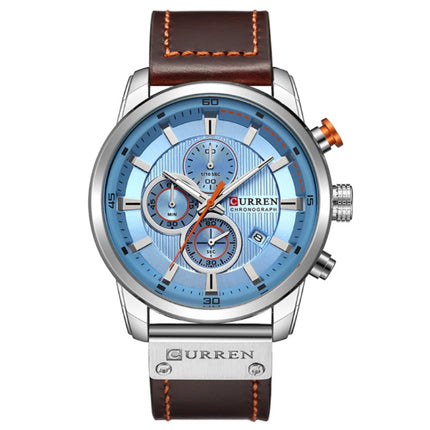 Heren Horloge met Leren Bandje - Anoloog Luxe Kwarts Uurwerk voor Mannen - Roestvrij staal - Bruin-Zilver
