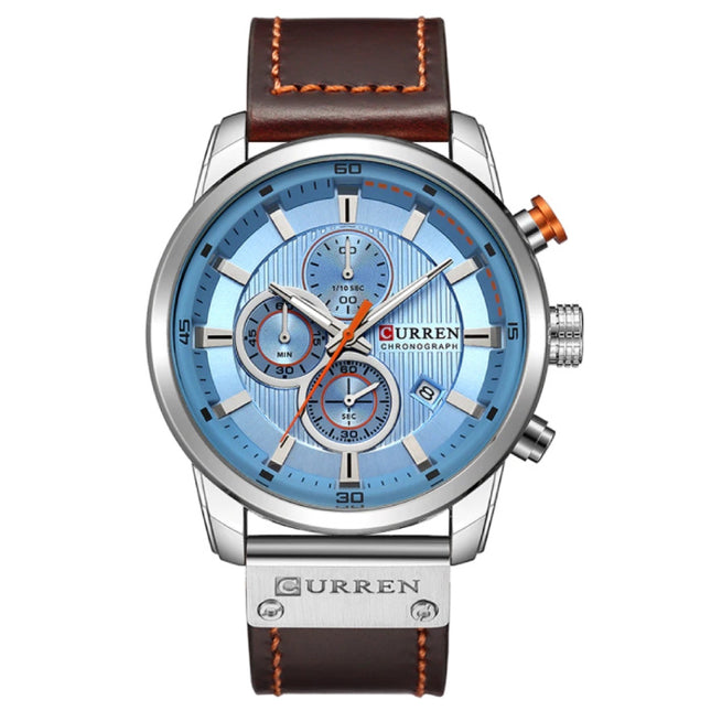 Heren Horloge met Leren Bandje - Anoloog Luxe Kwarts Uurwerk voor Mannen - Roestvrij staal - Bruin-Zilver