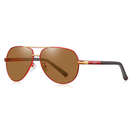 Vintage Shades Zonnebril - Roestvrij Staal Legering Pilotenbril met UV400 en Polarisatie Filter voor Mannen - Bruin