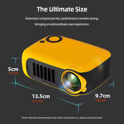 A2000 Mini Projector - 1000 Lumen - Screen Mirroring Beamer Home Media Speler - Geel