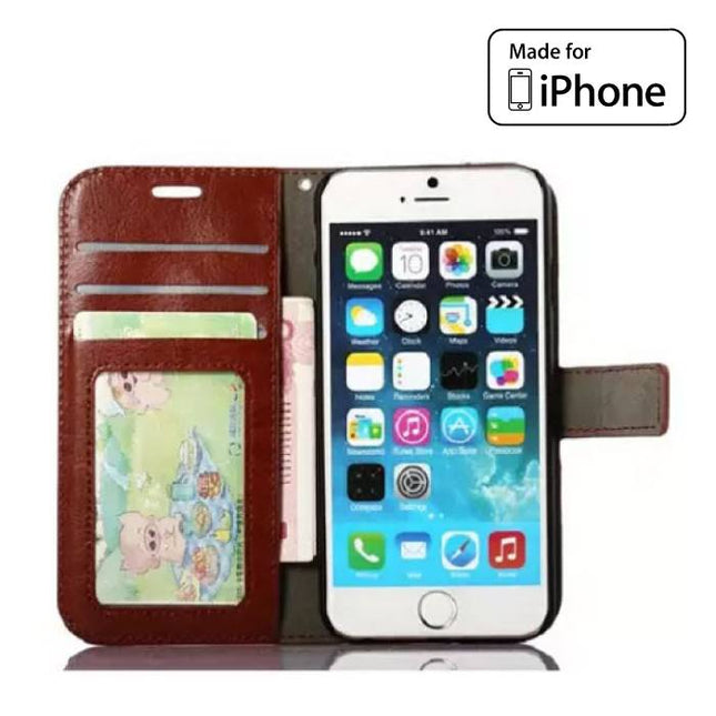 iPhone 8 - Leren Wallet Flip Case Cover Cas Hoesje Portefeuille Bruin