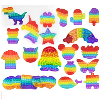 Pop It - Fidget Anti Stress Speelgoed Bubble Toy Siliconen Mannetje Regenboog