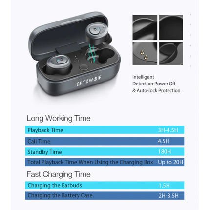 BW-FYE4 Draadloze Oordopjes - TWS Oortjes True Touch Control Oortjes Oordopjes Bluetooth 5.0 Wireless Buds Earphones Oortelefoon Zwart