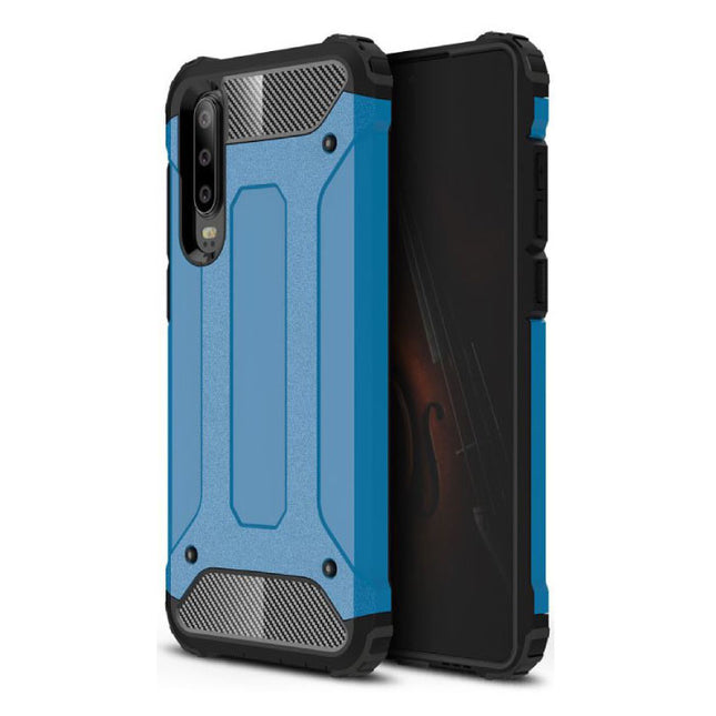 Huawei P40 Pro Armor Case - Silicone TPU Hoesje Cover Cas Blauw