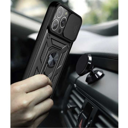 iPhone 13 Pro Max - Armor Hoesje met Kickstand en Camera Bescherming - Pop Grip Cover Case Rood