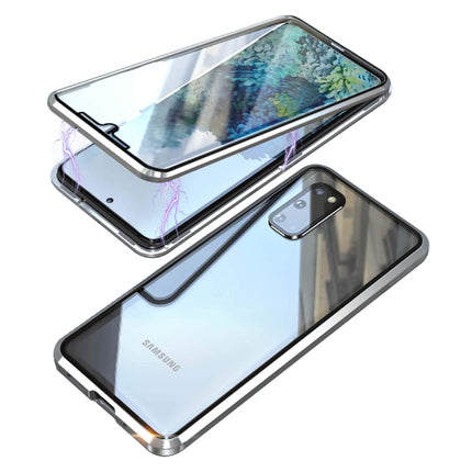 Samsung Galaxy S20 Plus Magnetisch 360° Hoesje met Tempered Glass - Full Body Cover Hoesje + Screenprotector Zilver