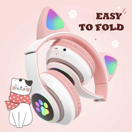 Draadloze Koptelefoon met Kattenoren - Kitty Headset Wireless Headphones Stereo Roze
