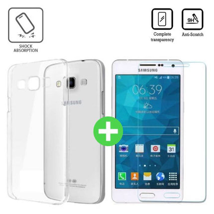 Samsung Galaxy A7 2016 Transparant TPU Hoesje + Screen Protector Tempered Glass 