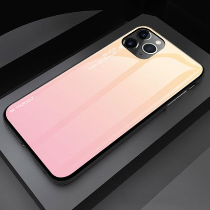 iPhone 11 Pro Hoesje Gradient - TPU en 9H Glas - Shockproof Glossy Case Cover Cas TPU Geel