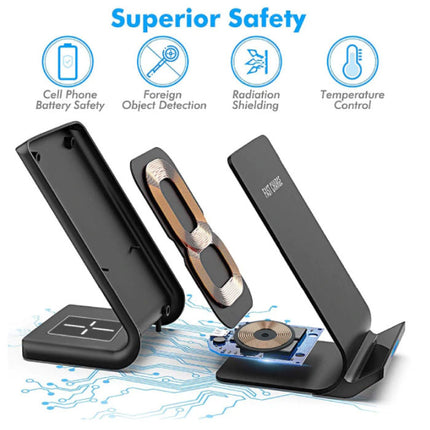 Qi Desk Stand / Draadloze Oplader 15W - Type C Universeel Telefoonhouder Wireless Charging  Bureau Standaard Pad Zwart