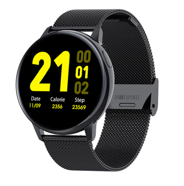 Sport Smartwatch Smartband Smartphone Fitness Activity Tracker Horloge iOS / Android Zwart Staal