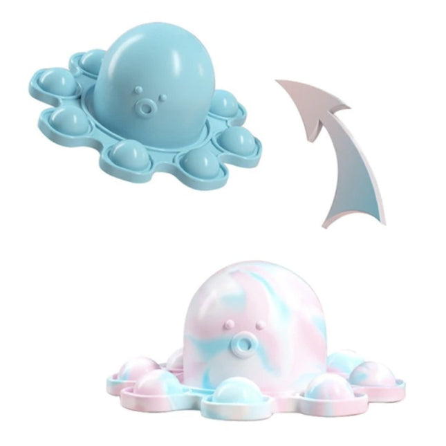 Pop It Octopus - Dubbele Kleur - Fidget Anti Stress Speelgoed Bubble Toy Siliconen Blauw-Wit-Roze