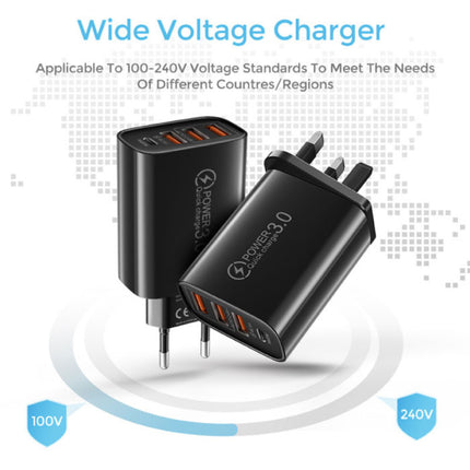 4-Poort Stekkerlader 60W - PD / Quick Charge 3.0 / USB Oplader Muur Lader Stekkerlader Adapter Zwart