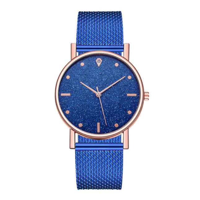 Horloge Kwarts Dames - Luxe Anoloog Uurwerk voor Vrouwen Blauw