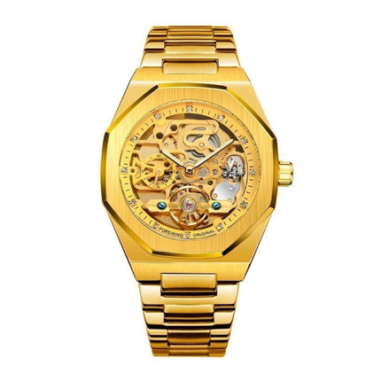 Mechanisch Roestvrij Staal Luxe Horloge voor Heren - Zakelijk Mode Polshorloge Goud