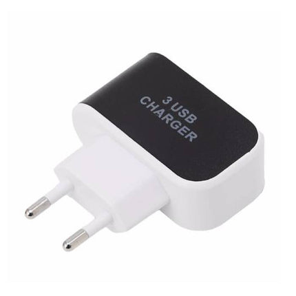  Triple (3x) USB Port iPhone/Android 5V - 3.1A Muur Oplader Wallcharger Zwart
