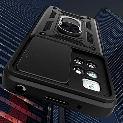 Xiaomi Mi 11 Lite - Armor Hoesje met Kickstand en Camera Bescherming - Pop Grip Cover Case Zilver