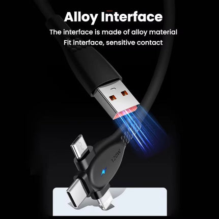 3 in 1 USB Oplaadkabel - iPhone Lightning / USB-C / Micro-USB - 1.5 Meter Oplader Data Kabel - Geel