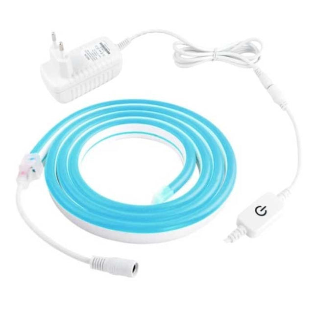 Neon LED Strip 5 Meter - Flexibele Verlichting Tube met Stekker Adapter 12V en Aan/Uit-Schakelaar Waterdicht Ijsblauw