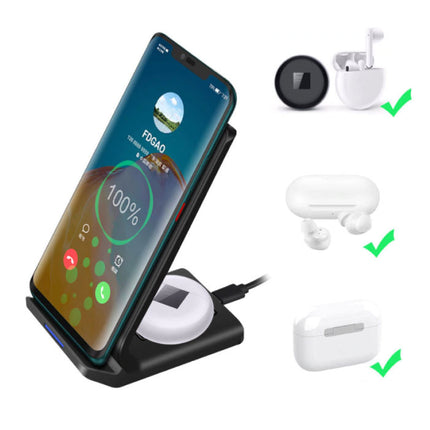 Qi Desk Stand / Draadloze Oplader 15W - Type C Universeel Telefoonhouder Wireless Charging  Bureau Standaard Pad Zwart