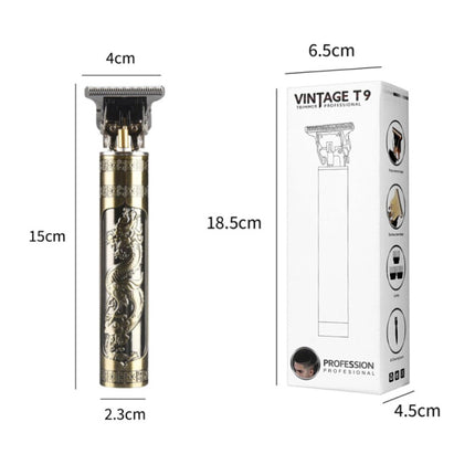 Retro T9 Tondeuse met LCD Scherm - Draadloze Trimmer Elektrisch Scheermachine - Goud Draak