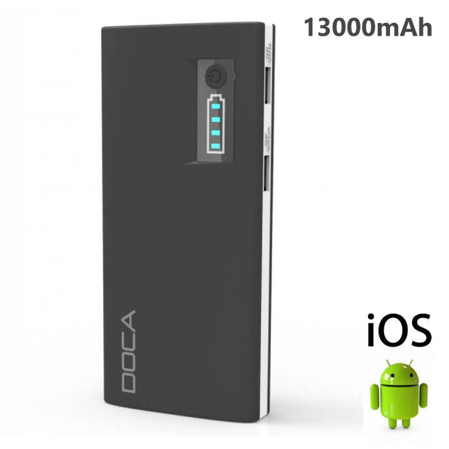 Originele DOCA D566A 13000mAh Powerbank Noodaccu Batterij Oplader Zwart