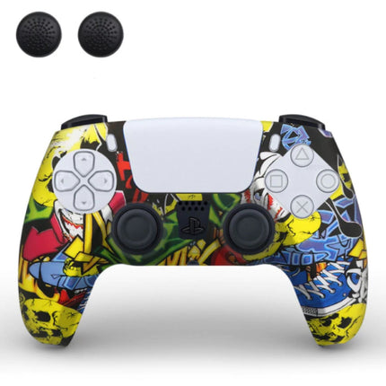 Antislip Hoes / Skin voor PlayStation 5 Controller met Joystick Caps - Rubber Grip Cover PS5 - Graffiti