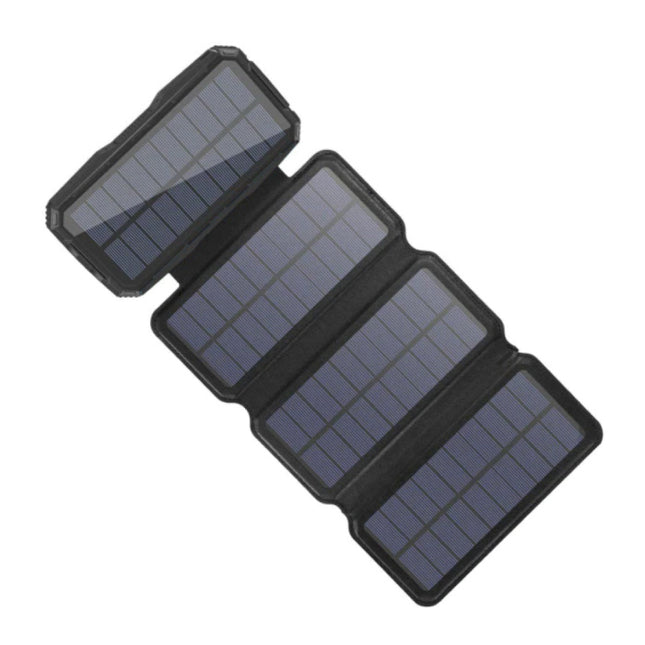 26800mAh Draagbare Solar Powerbank 4 Zonnepanelen - Flexibele Zonne-energie Batterij Oplader 7.5W Zon Zwart