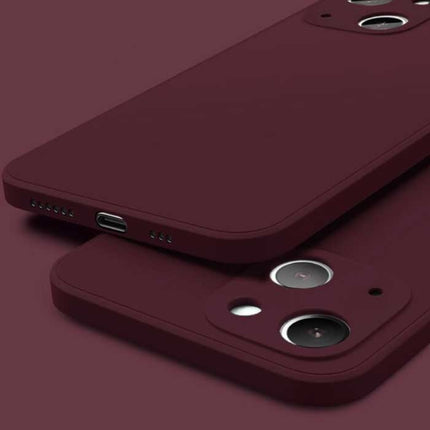 iPhone 14 Square Silicone Hoesje - Zachte Matte Case Liquid Cover Bruin