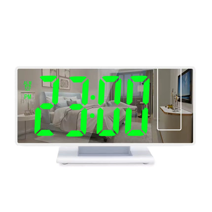 Digitale Wekker met Projectie - Alarm Klok Temperatuur Kalender LED Rotatieprojectie - Wit Groen