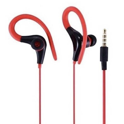 3.5mm AUX Oordopjes met Oorhaak - Oortjes Wired Earphones Oortelefoon Rood