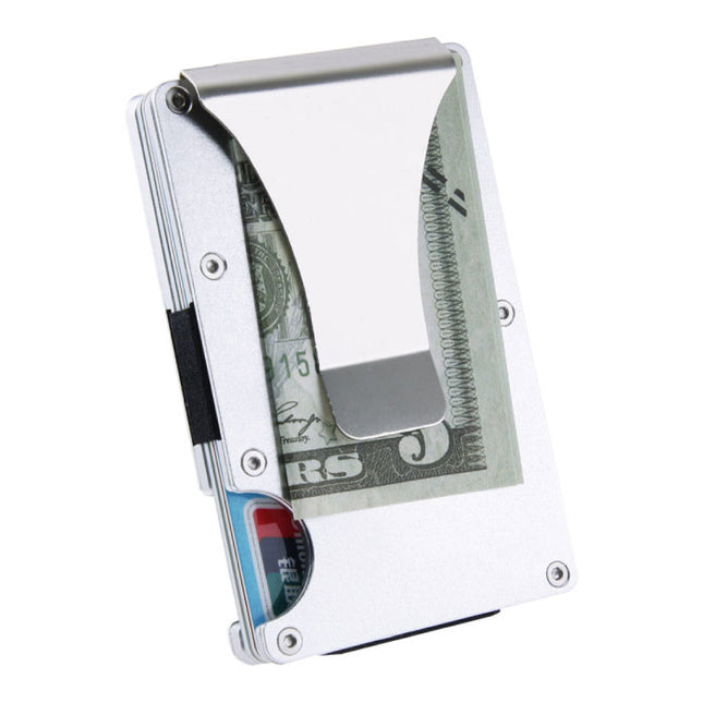 Aluminium Carbon Fiber Wallet - Portemonnee Portefeuille Pasjeshouder Krediet Kaart Geld Clip - Goud