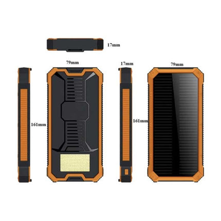 80.000mAh Solar Powerbank met 2 USB Poorten - Ingebouwde Zaklamp - Externe Noodaccu Batterij Oplader Charger Zon Oranje