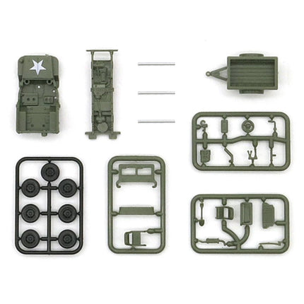 1:72 Willys MB Jeep Bouwkit - Amerikaanse Leger Wagen Plastic Hobby Doe-het-zelf Model Bruin