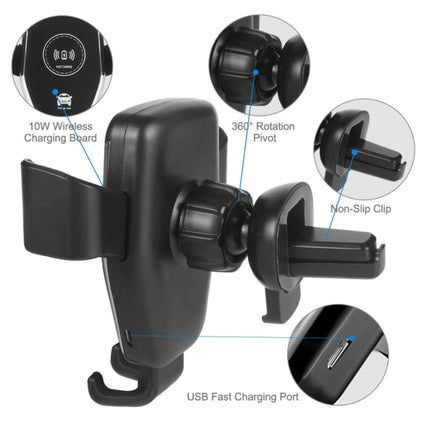 Qi Draadloze Autolader Oplader Universeel 9V - 1.67A Wireless Car Charging Pad Zwart