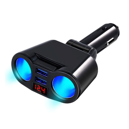 2-Weg Sigarettenaansteker Splitser Plug met 2 USB Poorten 45W / 3.1A - Verdeelstekker Autolader Splitter Dual Port Carcharger - Wit