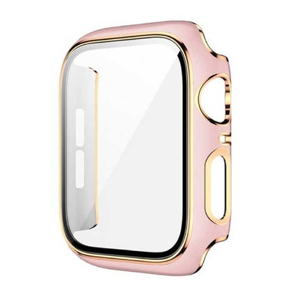 Plated Hoesje voor iWatch Series 45mm - Hard Bumper Case Cover Goud Roze