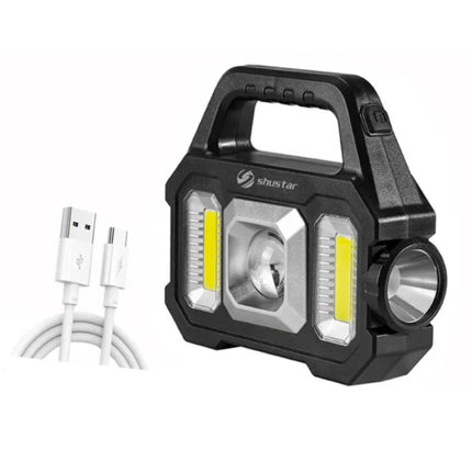 Solar Torch LED Zaklamp - USB Oplaadbaar Sterk Licht Kamperen - 2400 Lumen COB - Zilver