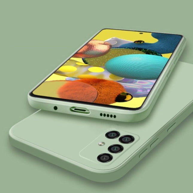 Samsung Galaxy S21 Square Silicone Hoesje - Zachte Matte Case Liquid Cover Groen