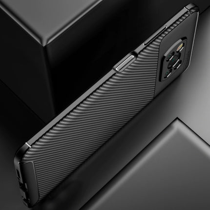 Xiaomi Poco F3 Hoesje - Carbon Fiber Textuur Shockproof Case Rubber Cover Bruin